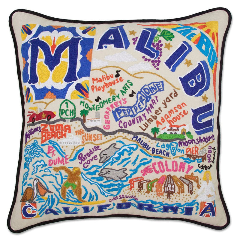 Quirks! Pillows Malibu Hand-Embroidered Pillow