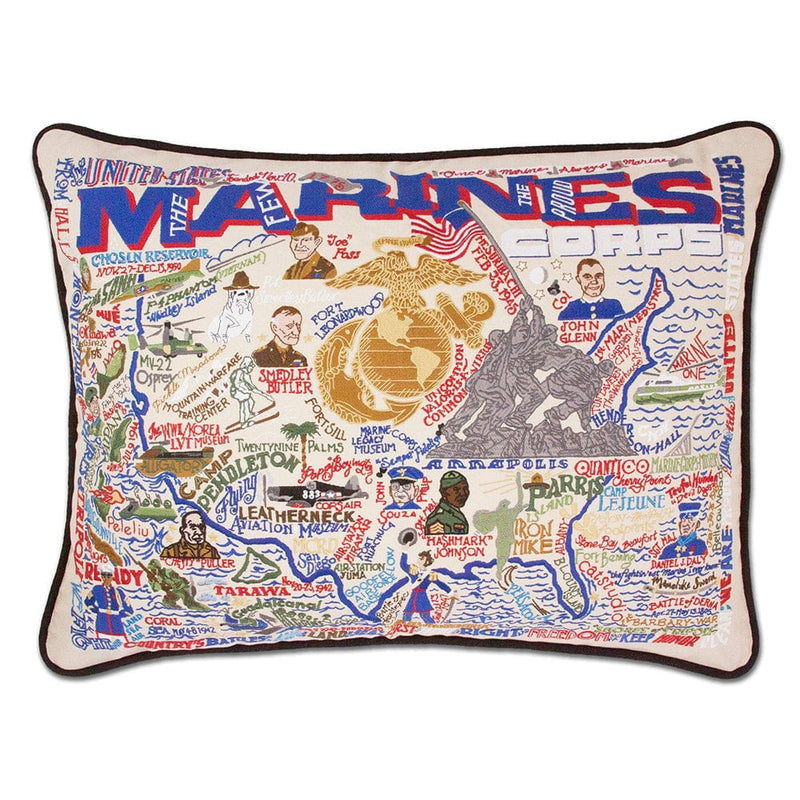 Quirks! Pillows Marines Large Hand-Embroidered Pillow