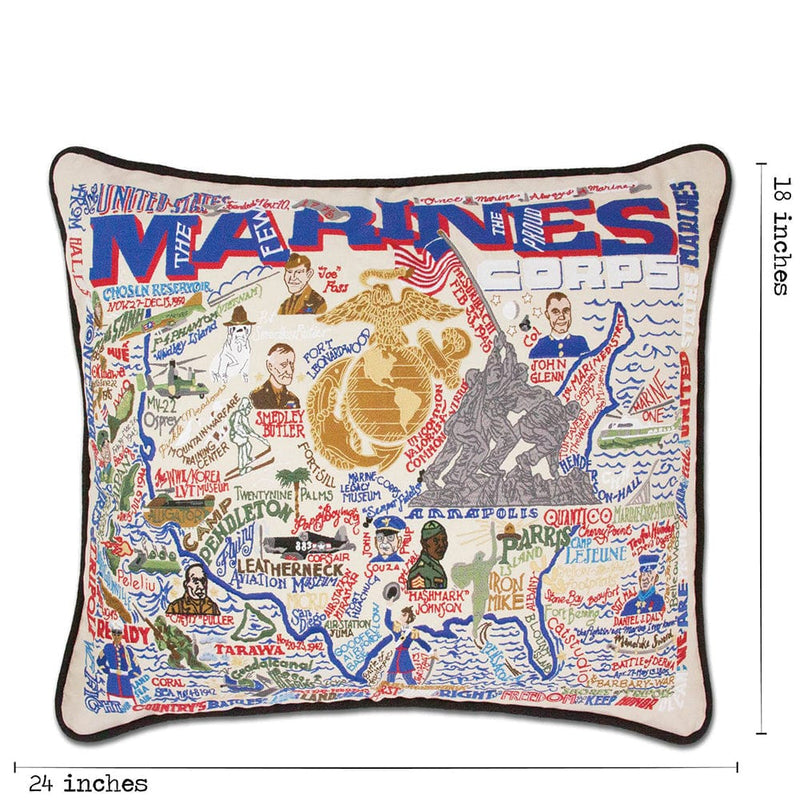 Quirks! Pillows Marines Large Hand-Embroidered Pillow