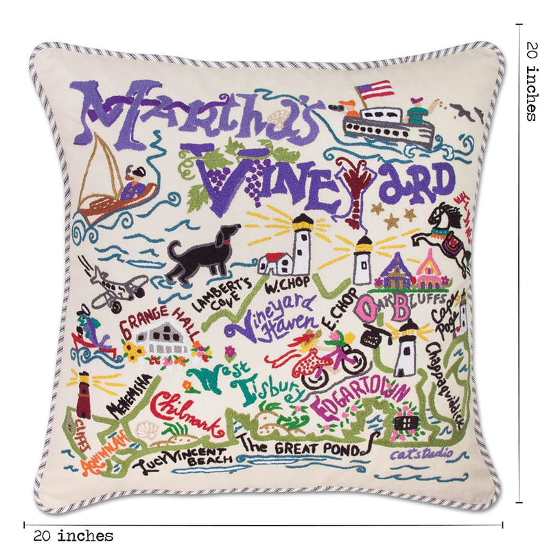 Quirks! Pillows Martha's Vineyard Hand-Embroidered Pillow