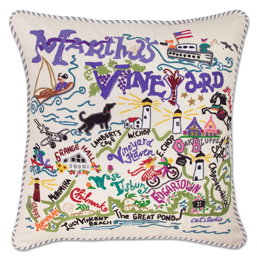 Quirks! Pillows Martha's Vineyard Hand-Embroidered Pillow