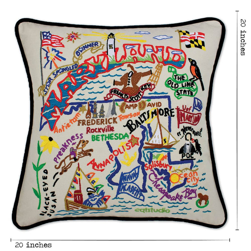 Quirks! Pillows Maryland Hand-Embroidered Pillow