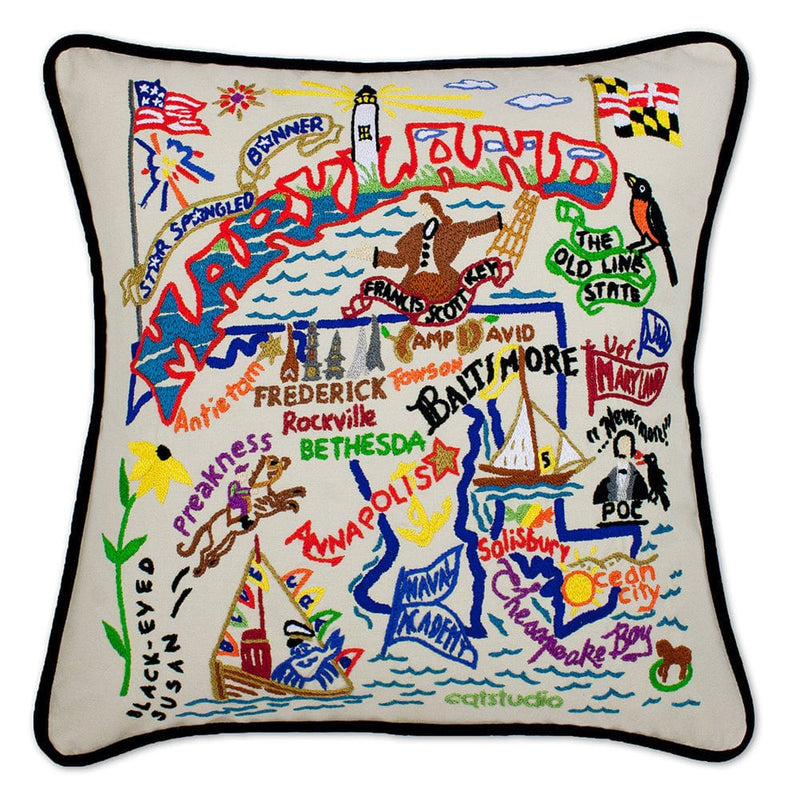 Quirks! Pillows Maryland Hand-Embroidered Pillow