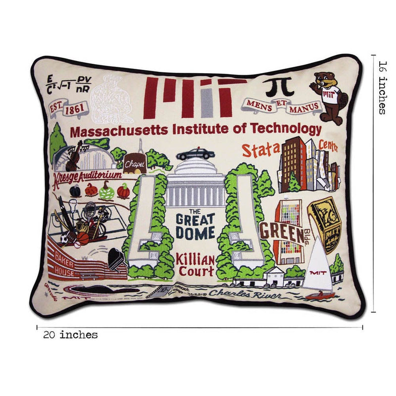 Quirks! Pillows Massachusetts Institute of Technology (MIT) Collegiate Embroidered Pillow by CatStudio
