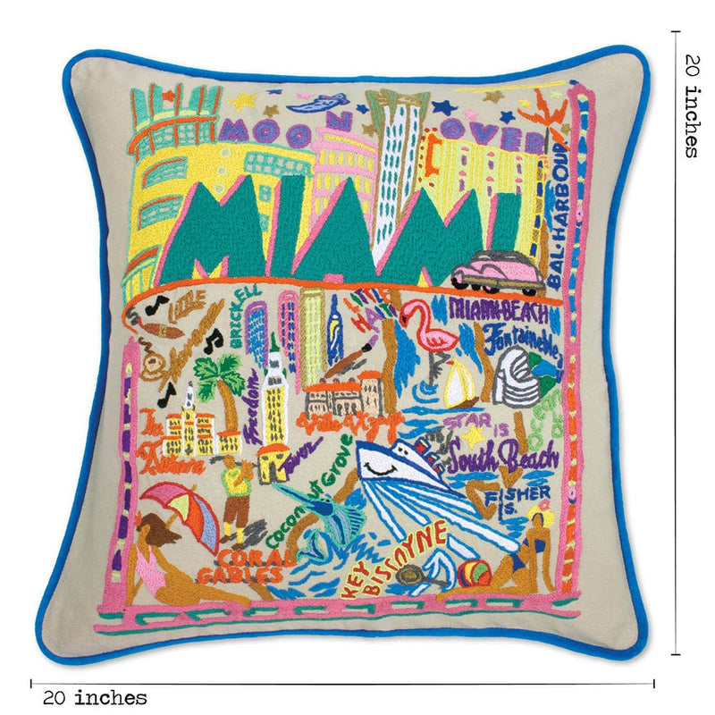Quirks! Pillows Miami Hand-Embroidered Pillow