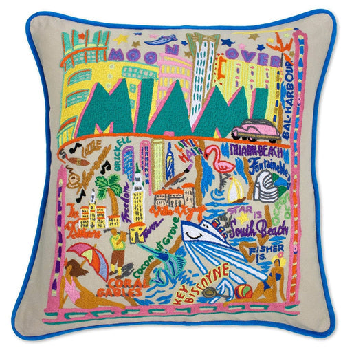 Quirks! Pillows Miami Hand-Embroidered Pillow