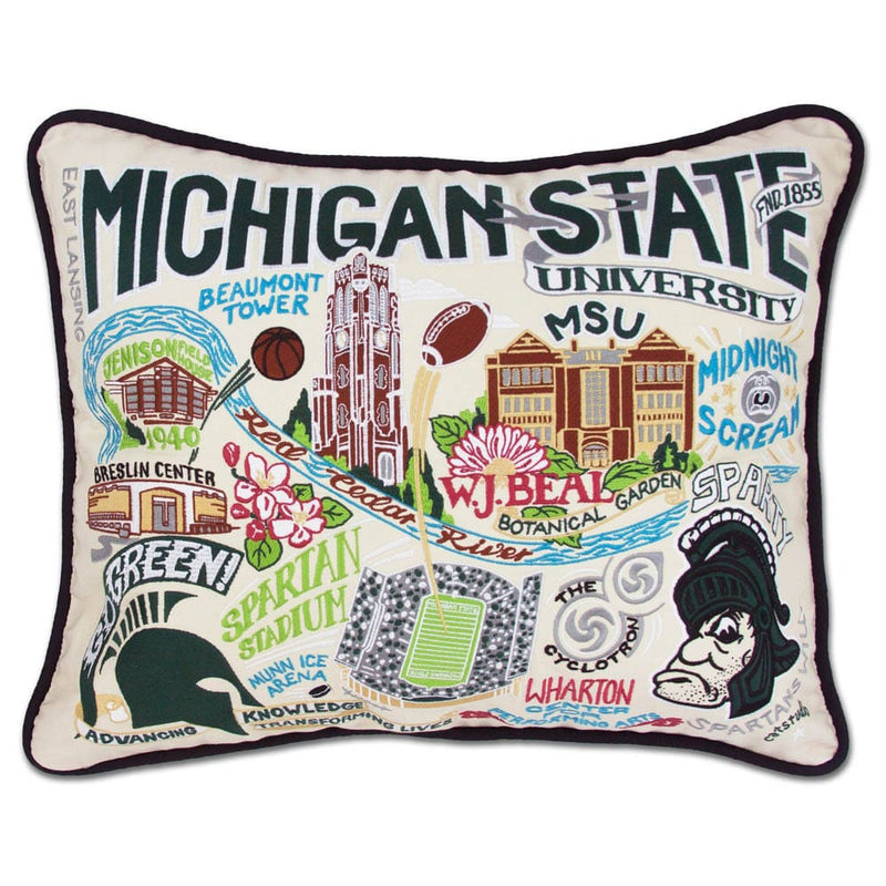 Quirks! Pillows Michigan State University Collegiate Embroidered Pillow by CatStudio