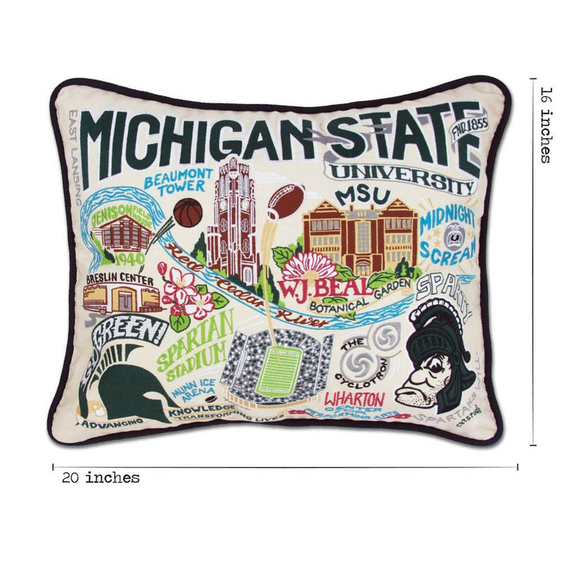Quirks! Pillows Michigan State University Collegiate Embroidered Pillow by CatStudio