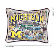 Quirks! Pillows Michigan, University of Collegiate Embroidered Pillow by CatStudio