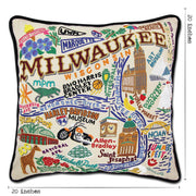 Quirks! Pillows Milwaukee Hand-Embroidered Pillow
