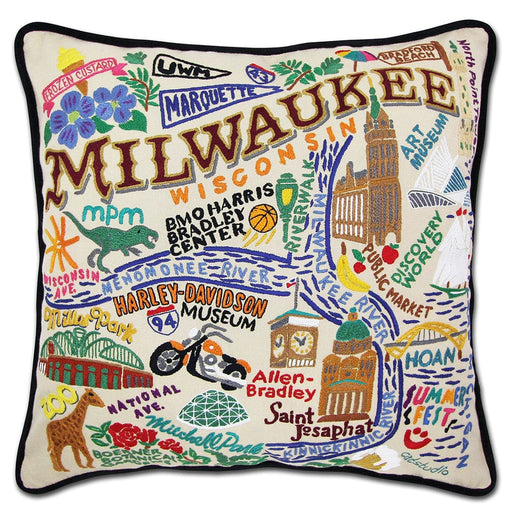 Quirks! Pillows Milwaukee Hand-Embroidered Pillow