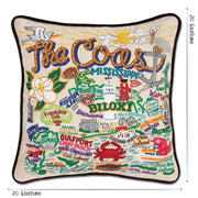 Quirks! Pillows Mississippi Coast Hand-Embroidered Pillow