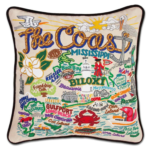 Quirks! Pillows Mississippi Coast Hand-Embroidered Pillow