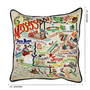Quirks! Pillows Mississippi Hand-Embroidered Pillow
