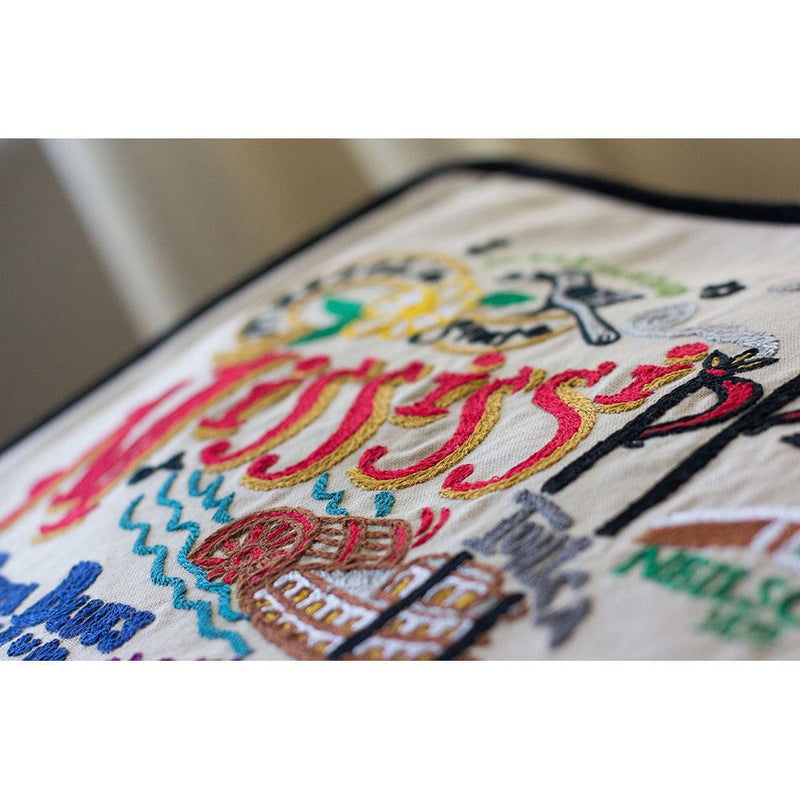 Quirks! Pillows Mississippi Hand-Embroidered Pillow