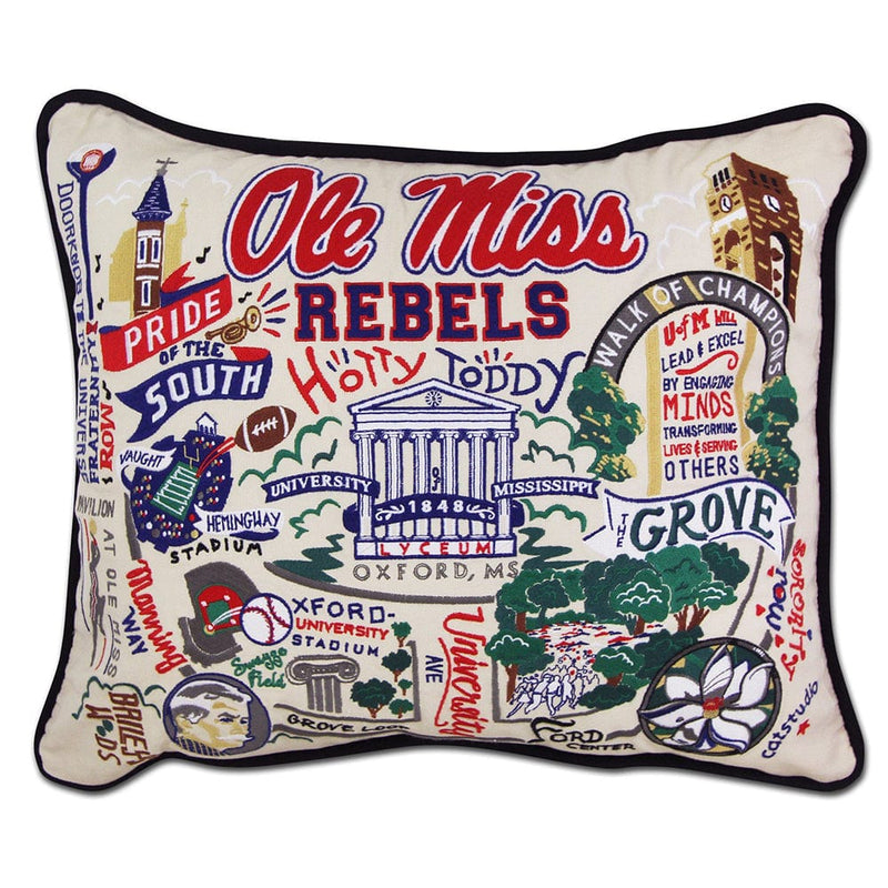 Quirks! Pillows Mississippi, University of (Ole Miss.) Collegiate Hand-Embroidered Pillow