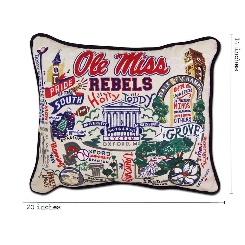 Quirks! Pillows Mississippi, University of (Ole Miss.) Collegiate Hand-Embroidered Pillow