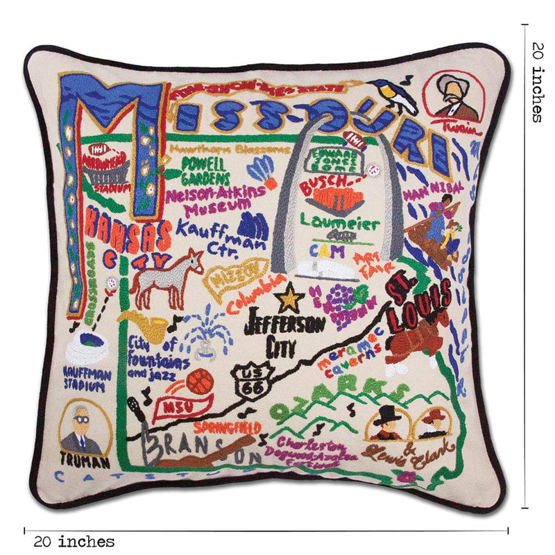 Quirks! Pillows Missouri Hand-Embroidered Pillow