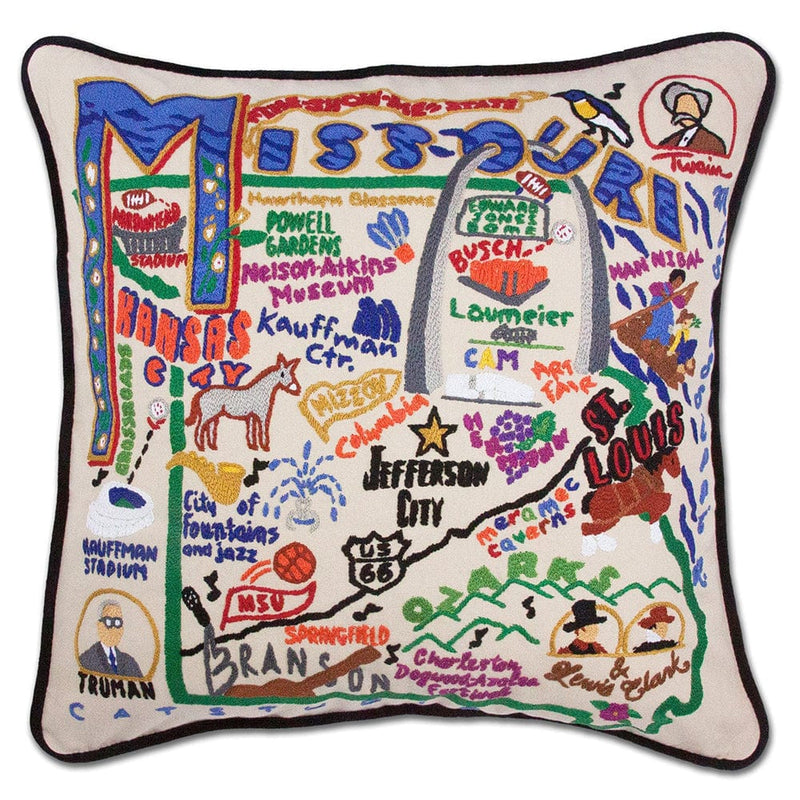 Quirks! Pillows Missouri Hand-Embroidered Pillow
