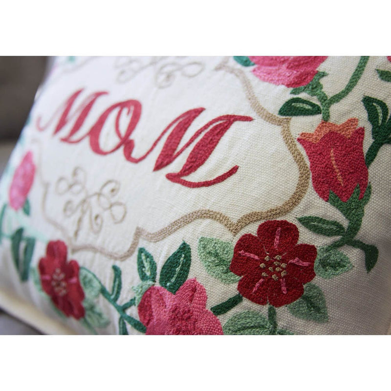 Quirks! Pillows Mom Love Letters Hand-Embroidered Pillow - Available in Rose and Natural by CatStudio