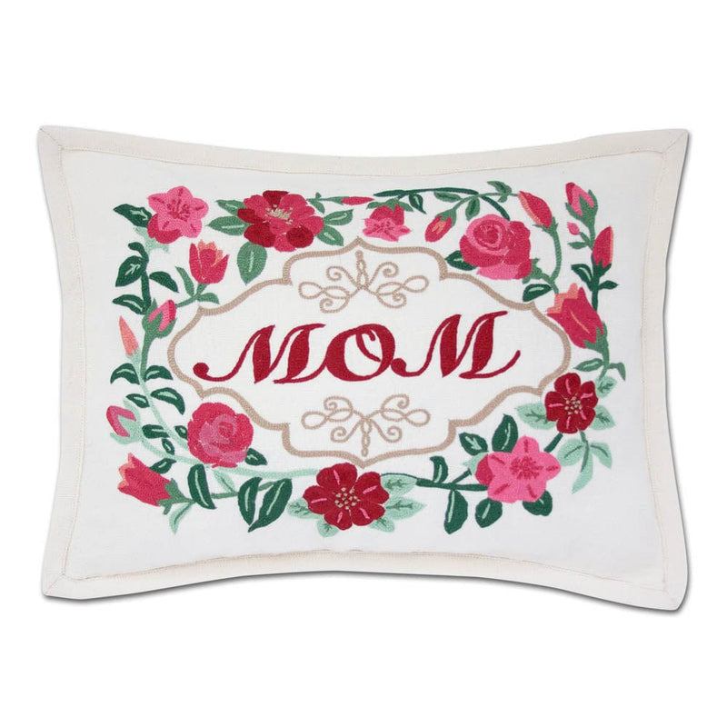 Quirks! Pillows Mom Love Letters Hand-Embroidered Pillow - Available in Rose and Natural by CatStudio