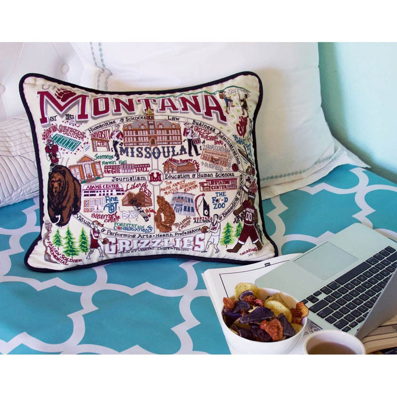 Quirks! Pillows Montana, University of Collegiate Embroidered Pillow by CatStudio