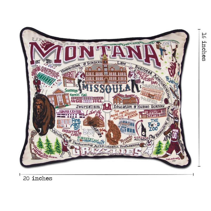 Quirks! Pillows Montana, University of Collegiate Embroidered Pillow by CatStudio