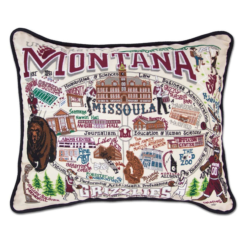 Quirks! Pillows Montana, University of Collegiate Embroidered Pillow by CatStudio
