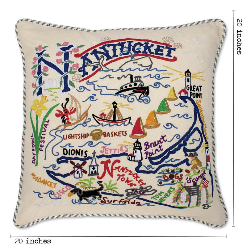 Quirks! Pillows Nantucket Hand-Embroidered Pillow
