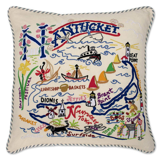 Quirks! Pillows Nantucket Hand-Embroidered Pillow
