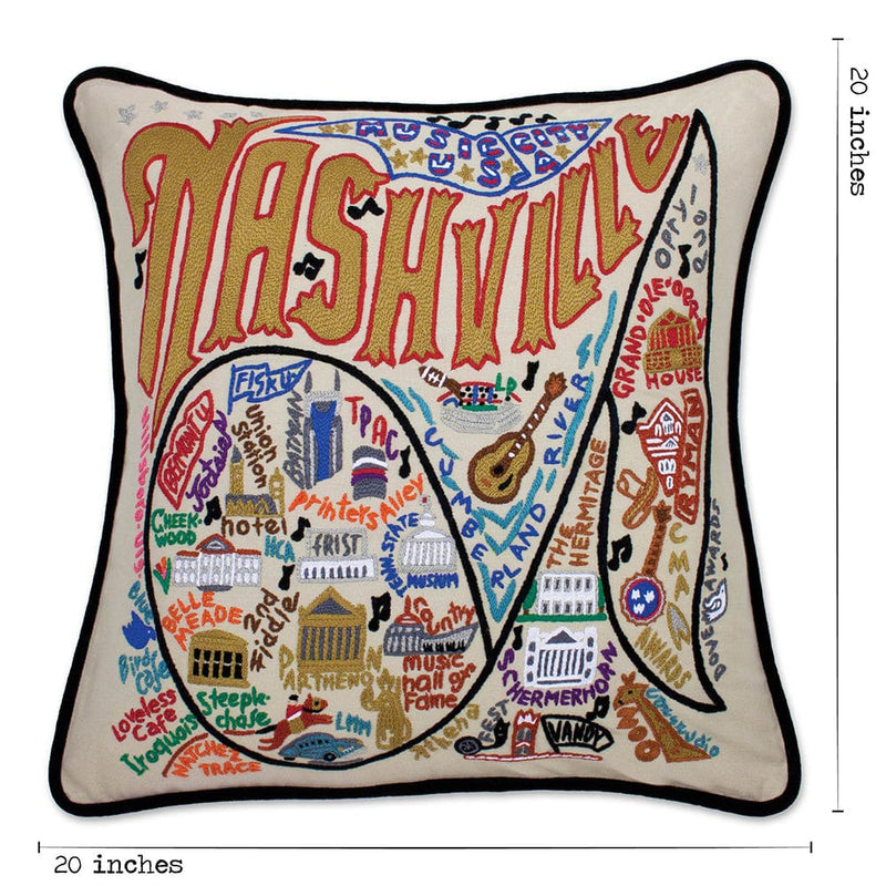 Quirks! Pillows Nashville Hand-Embroidered Pillow