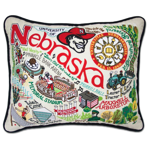 Quirks! Pillows Nebraska, University of Collegiate Embroidered Pillow by CatStudio