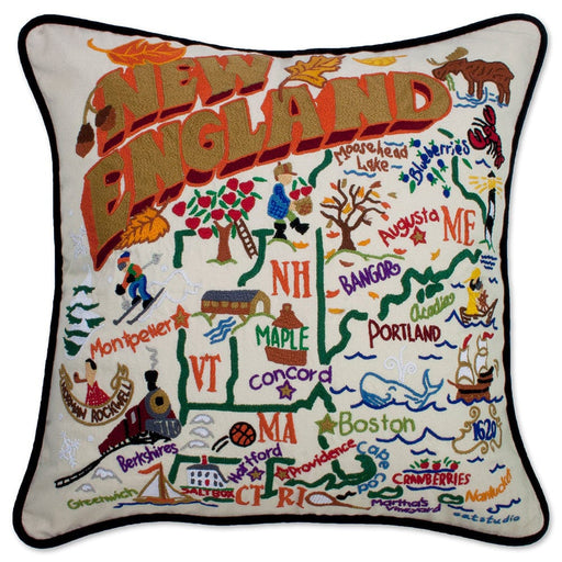 Quirks! Pillows New England Hand-Embroidered Pillow