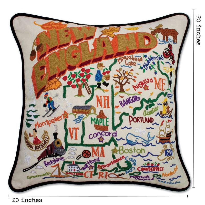 Quirks! Pillows New England Hand-Embroidered Pillow
