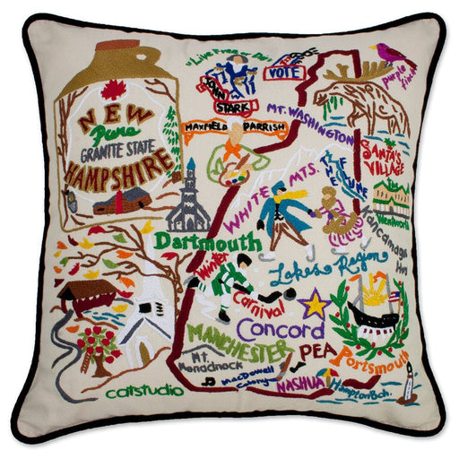 Quirks! Pillows New Hampshire Hand-Embroidered Pillow