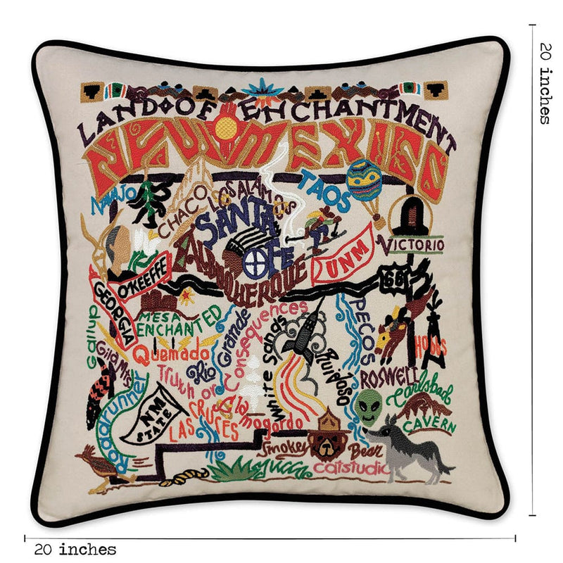 Quirks! Pillows New Mexico Hand-Embroidered Pillow