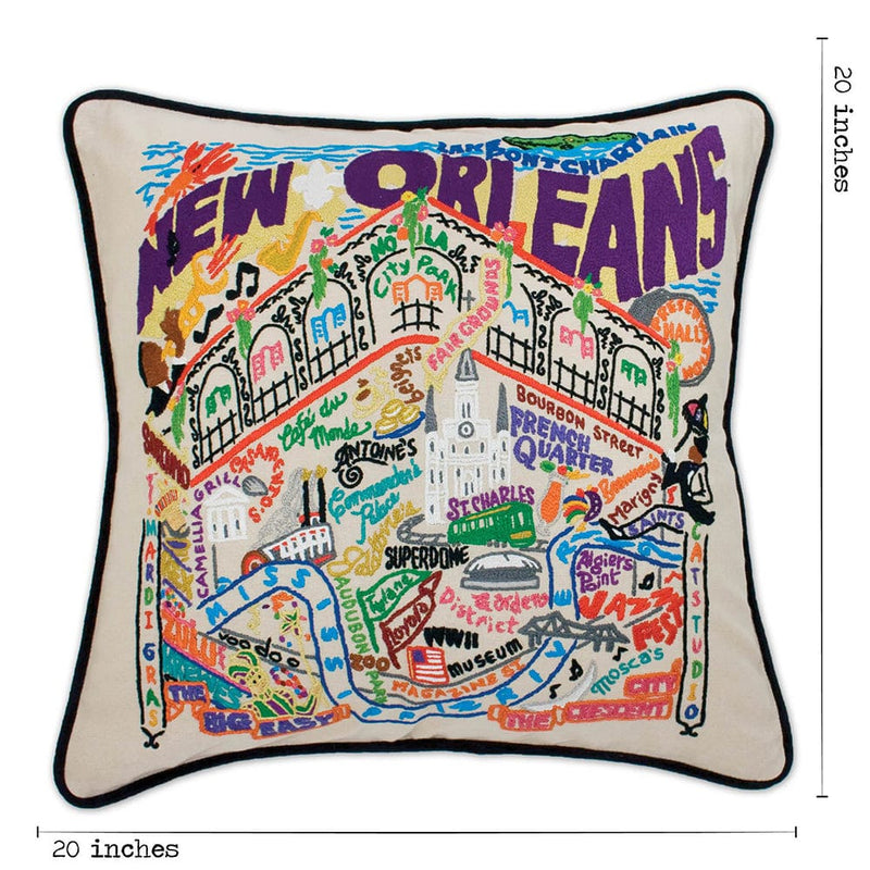 Quirks! Pillows New Orleans Hand-Embroidered Pillow