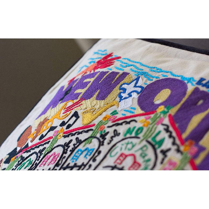 Quirks! Pillows New Orleans Hand-Embroidered Pillow