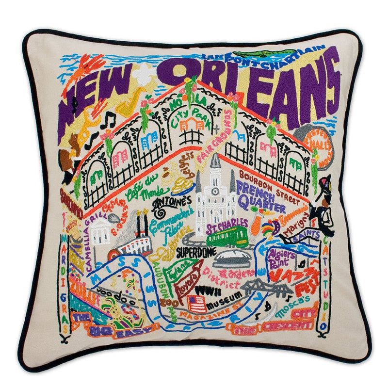 Quirks! Pillows New Orleans Hand-Embroidered Pillow