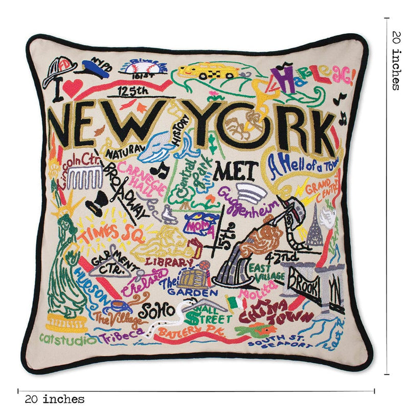 Quirks! Pillows New York City Hand-Embroidered Pillow