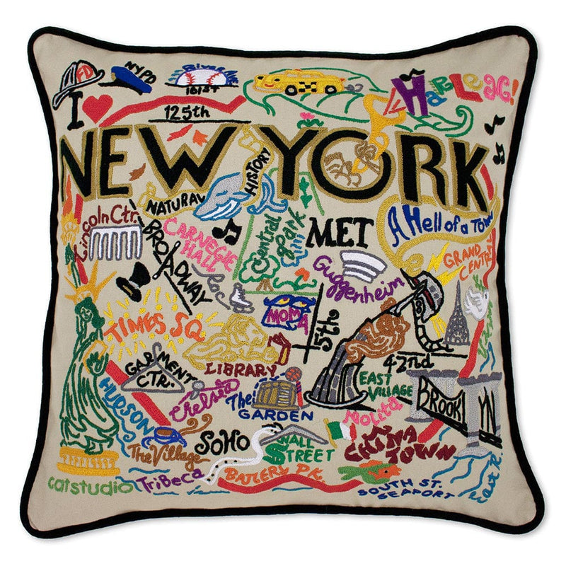 Quirks! Pillows New York City Hand-Embroidered Pillow