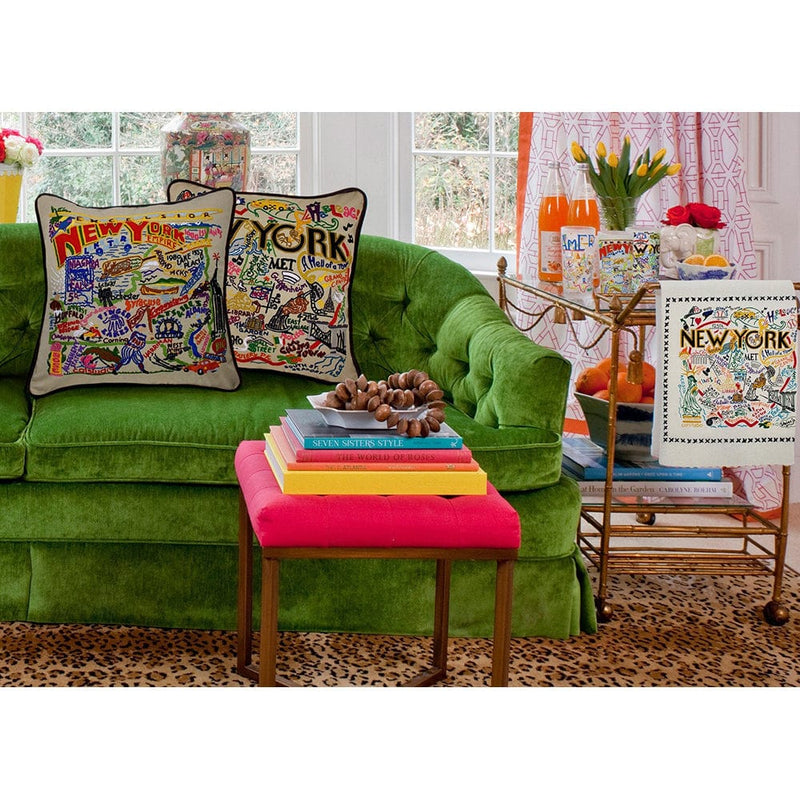 Quirks! Pillows New York State Hand-Embroidered Pillow