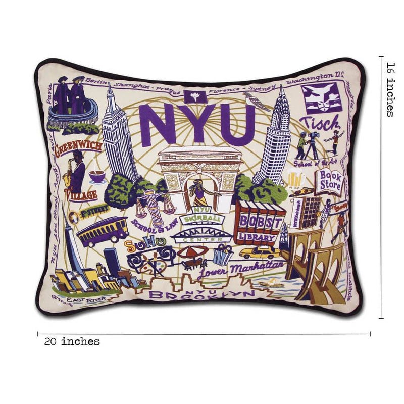 Quirks! Pillows New York University (NYU) Collegiate Embroidered Pillow by CatStudio