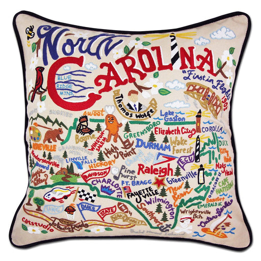Quirks! Pillows North Carolina Hand-Embroidered Pillow