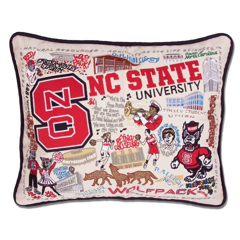 Quirks! Pillows North Carolina State University Collegiate Embroidered Pillow by CatStudio