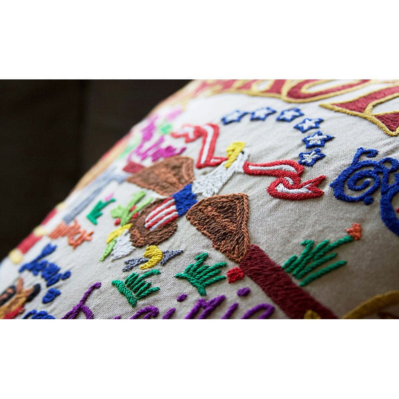 Quirks! Pillows North Dakokta Hand-Embroidered Pillow