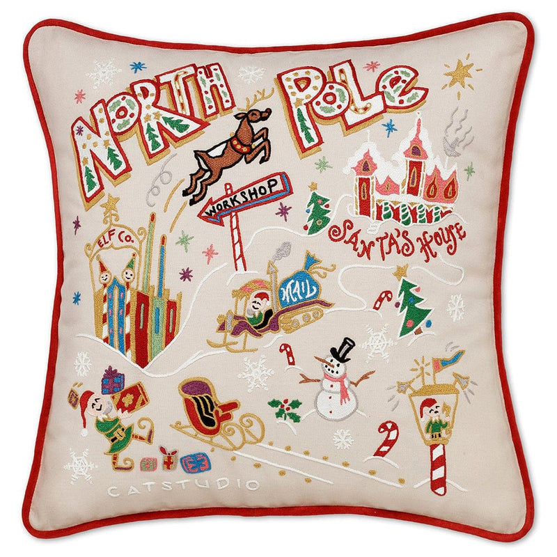 Quirks! Pillows North Pole 1 Hand-Embroidered Pillow