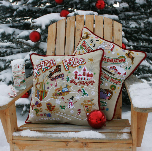 Quirks! Pillows North Pole Christmas Hand-Embroidered Pillow
