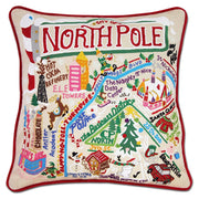 Quirks! Pillows North Pole City Hand-Embroidered Pillow by Cat Studio