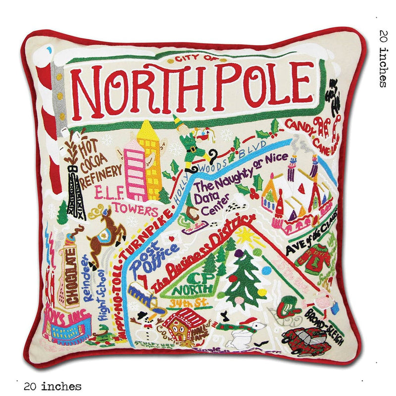 Quirks! Pillows North Pole City Hand-Embroidered Pillow by Cat Studio